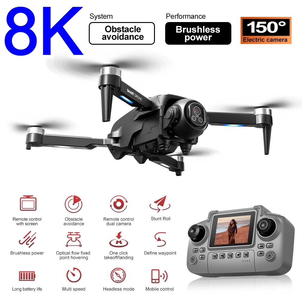 Rc Helicopter Large - Bürstenlose 8K-Drohne mit HD 150 °